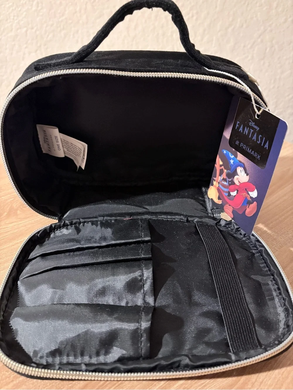 Disney Primark Sorcerer Mickey Fantasia Cosmetic Travel Embroidered Zip Bag NWT
